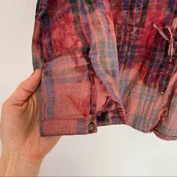 Handmade Light Weight Plaid Custom Tunic Button Down Shirt Red XS Womens Flannel - Picture 6 of 13